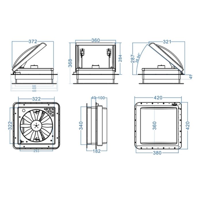 Wentylator do kampera z oswietleniem Led , czujnik deszczu