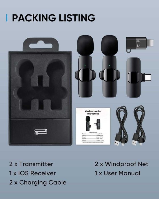 DayDup Microfone de lapela sem fios para iPhone/iOS/Android...