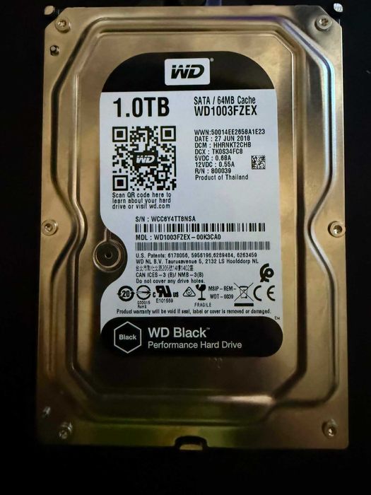 Dysk HDD WD Black 1TB 3.5" SATA III 7200 RPM (WD1003FZEX) 100% SPRAWNY