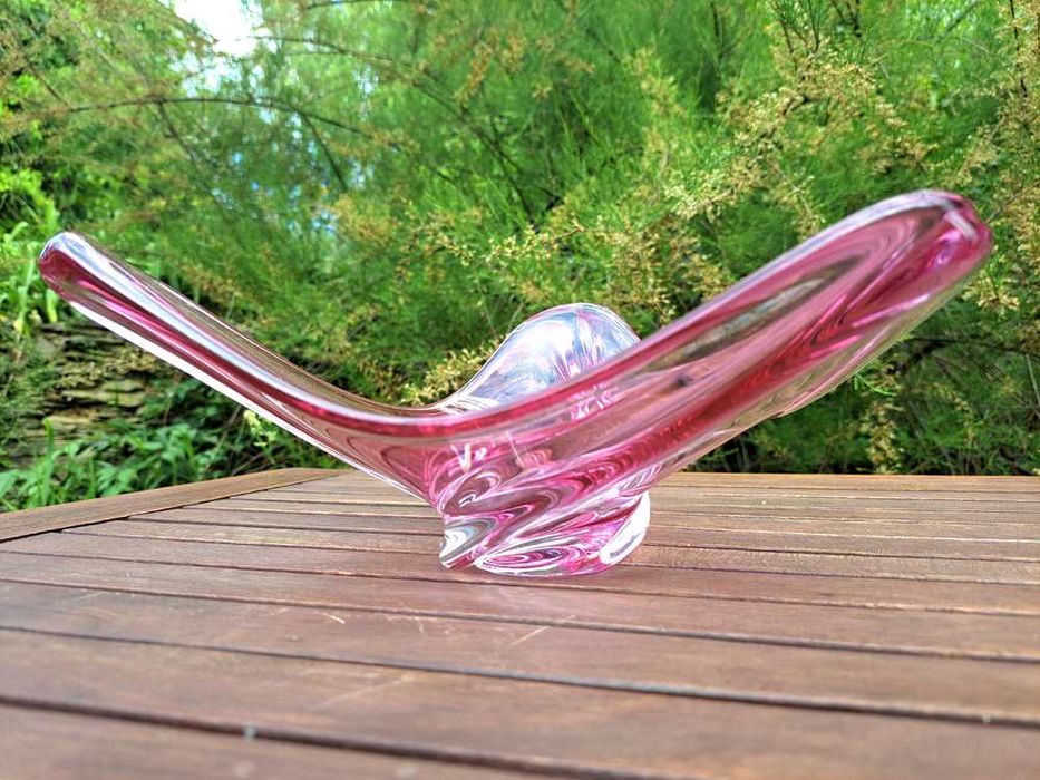 Designerska patera VAL SAINT LAMBERT szkło ołowiowe lane