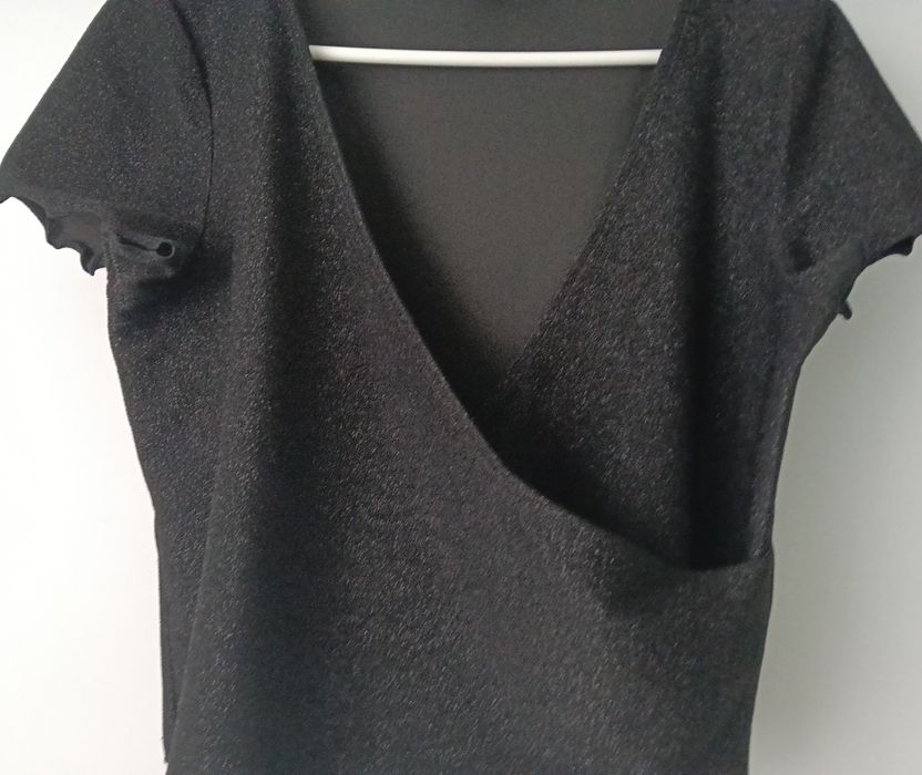 Czarny błyszczący top damski H&M rozm.M