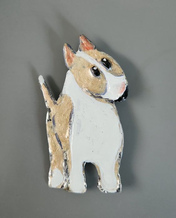 Bullterrier broszka przypinka handmade