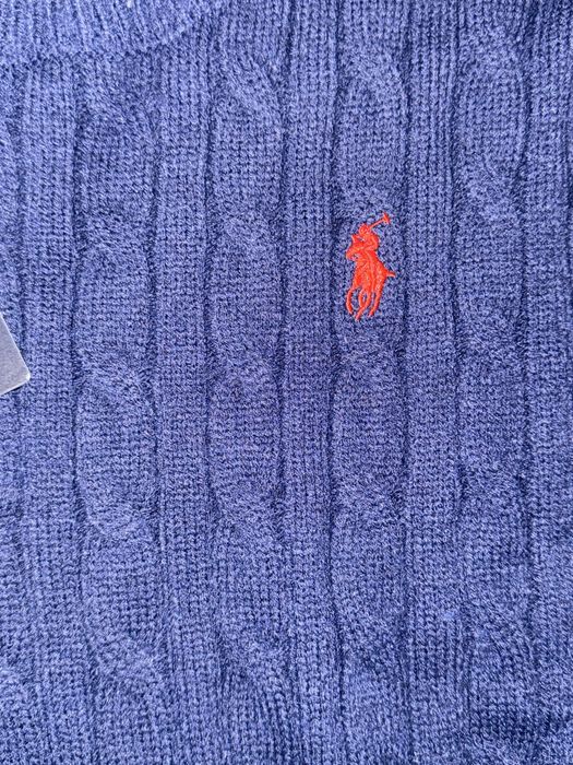 Sweter polo Ralph Lauren granatowy  - M - Nowy z metką - cable knit