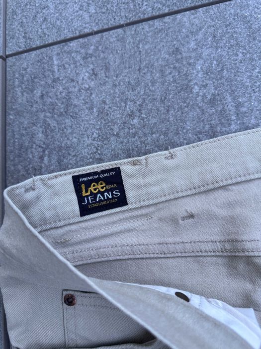 Spodnie jeansowe LEE Jeans męskie proste casual beżowe straight r. 38/34