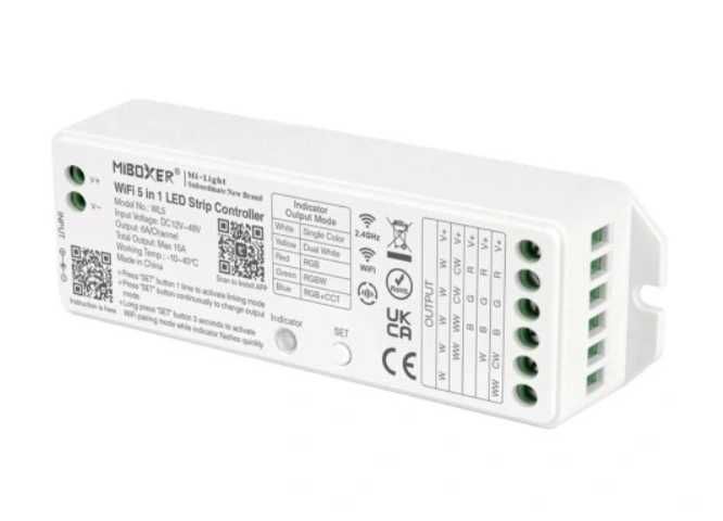 Kontroler 5w1 Miboxer WL5 do taśm LED 12V, 24V i 48V Tuya Smart, Alexa
