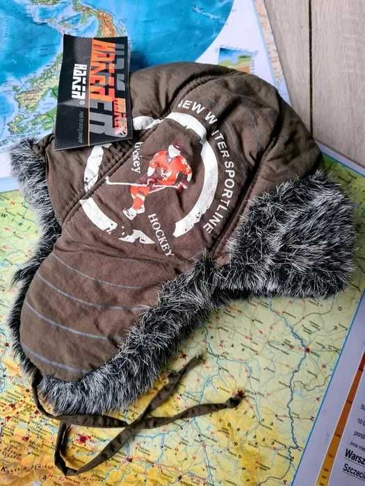 Wyprzedaż - zimowa czapka ocieplana nowa uszatka