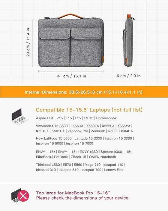 Inateck torba do laptopa 15,6'' HP Dell Macbook MSI ACER Asus pasek