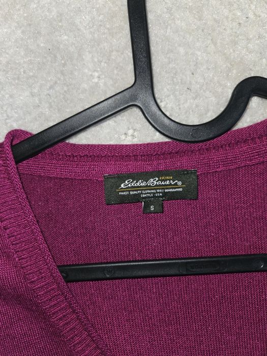 Sweterek lniany fioletowy Eddie Bauer S 36