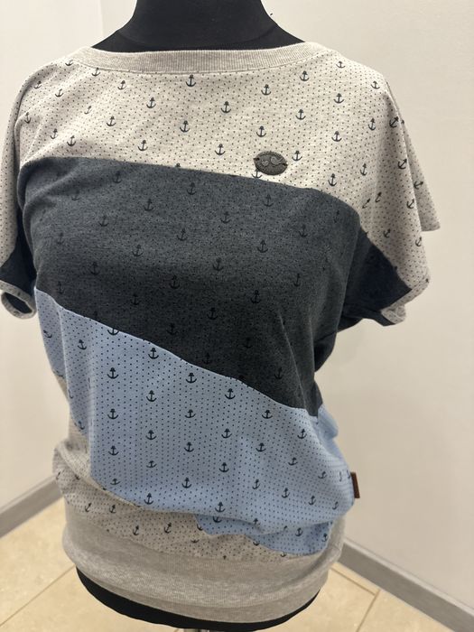 Naketano markowa damska bluzka damska  XXXL szara/granatowa, bawełna jak nowa crewneck oversize