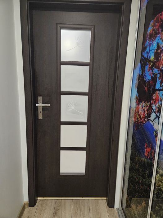 Stylowe Drzwi Wewnętrzne Wenge – Szyba Mleczna 80 lewe