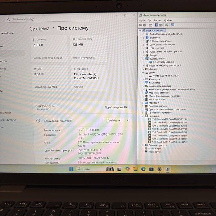 Ноутбук dell latitude 3550 i3-1315U / 8 ОЗУ DDR5 / 256 SSD