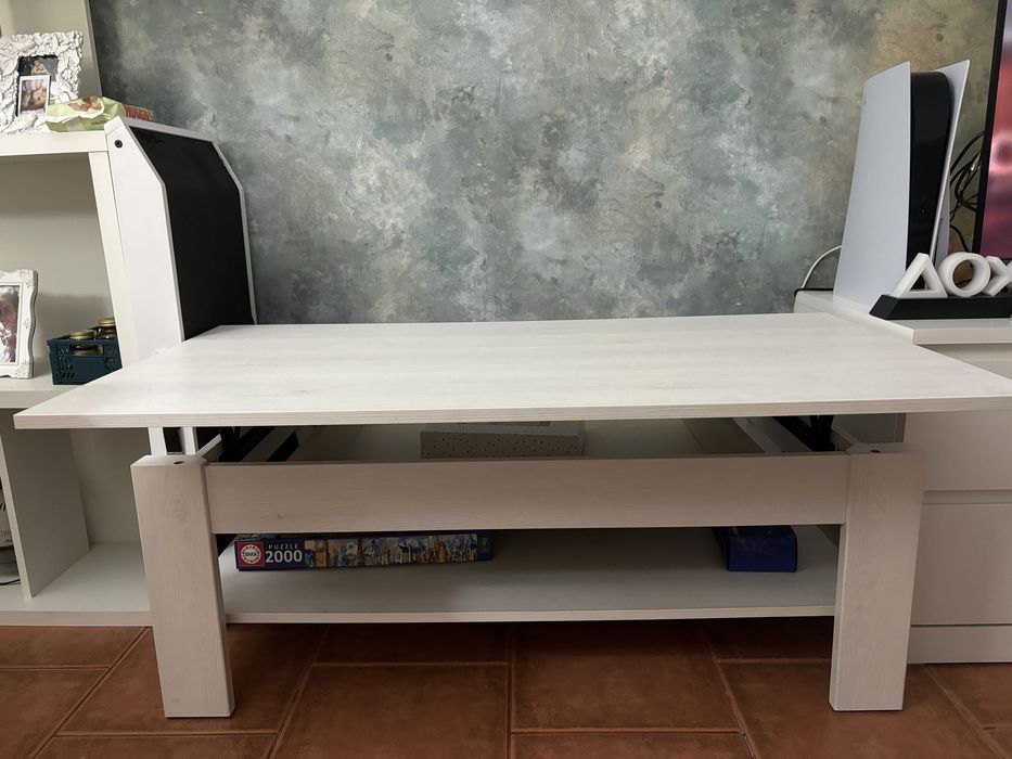 Mesa de centro elevável branca Bolonia