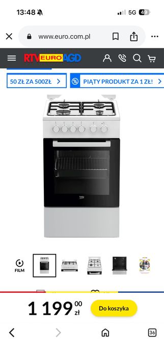 Kuchenka gazowo elektryczna nowa