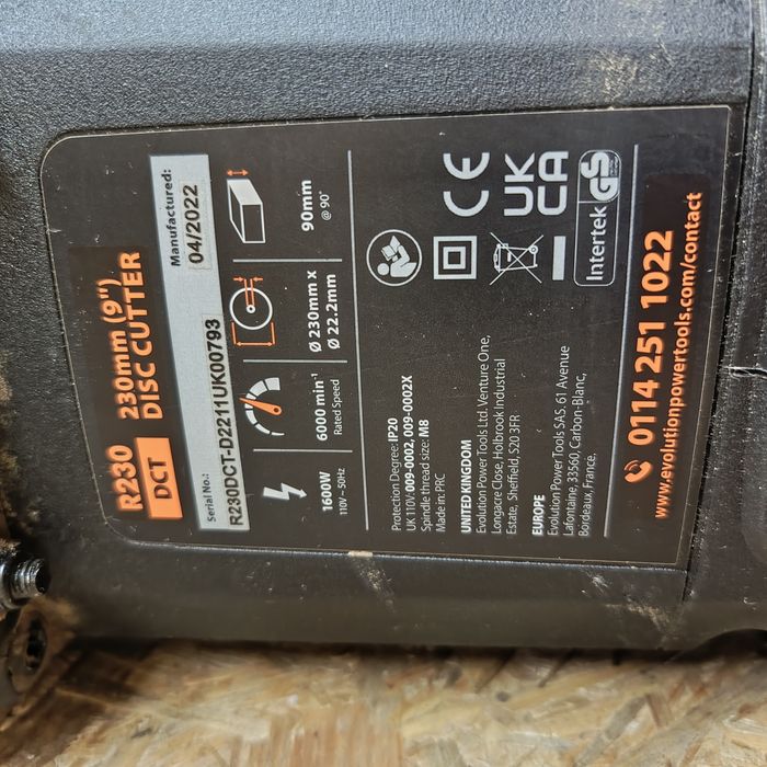 110v. Przecinarka do betonu Evolution R230 DCT