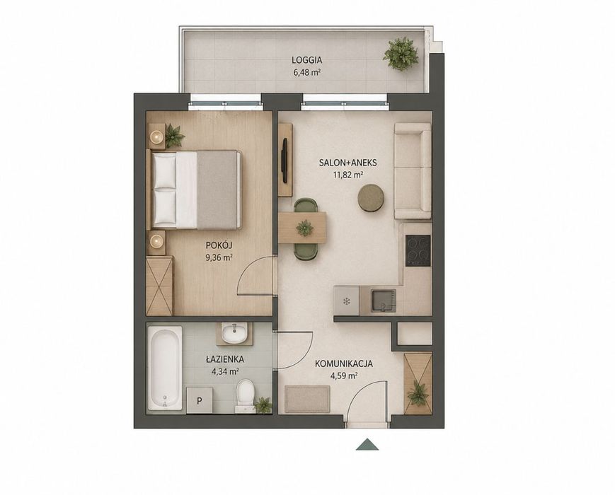 Kompaktowy apartament przy Parku z balkonem