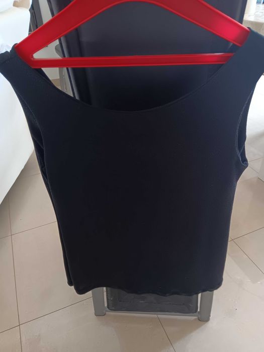 Blusa sem mangas para festa preto brilhante XL