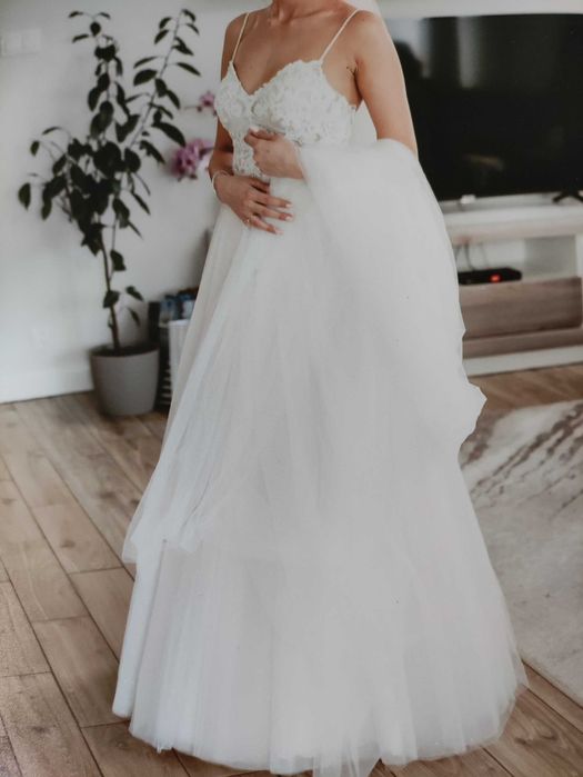 Suknia ślubna tiul koronka GRATIS biżuteria ślubna