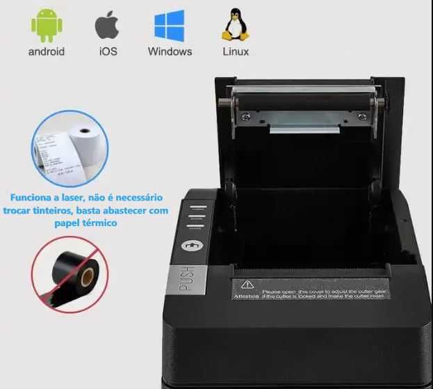 NOVA Impressora 80mm USB + LAN + Corte automático papel