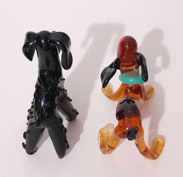 Figuras em vidro soprado antigas - Cisne, Cães e Gato - Conj. 1