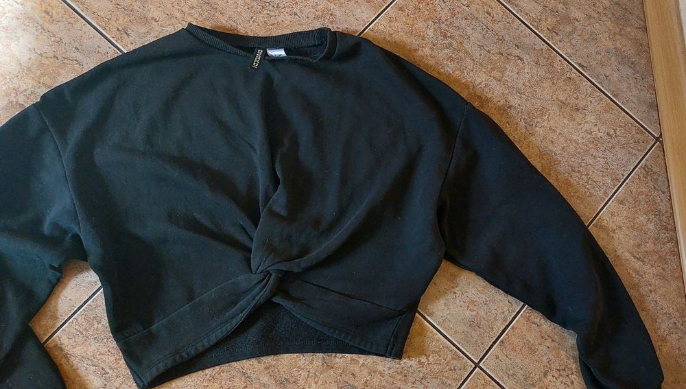Bluzka H&M czarna węzeł r. S 36