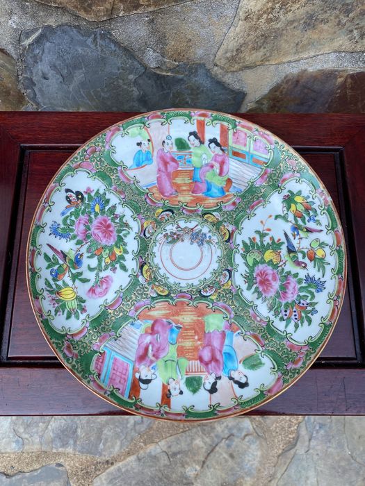 Prato Porcelana Chinesa família verde séc XIX 24 cm
