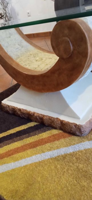 Mesa de Sala em pedra e vidro de 8mm