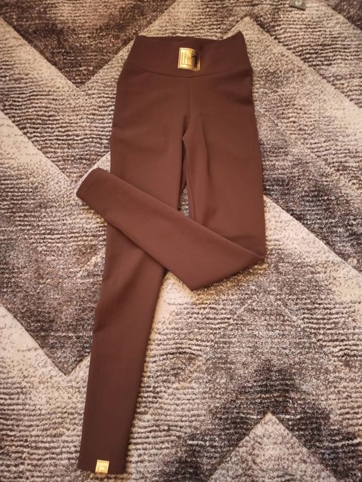 Legginsy La monne nowe rozmiar M czekoladowe eko skóra