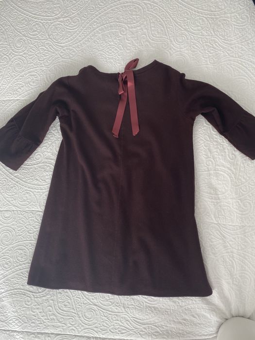 Vestido curto, bordeaux, manga 3/4