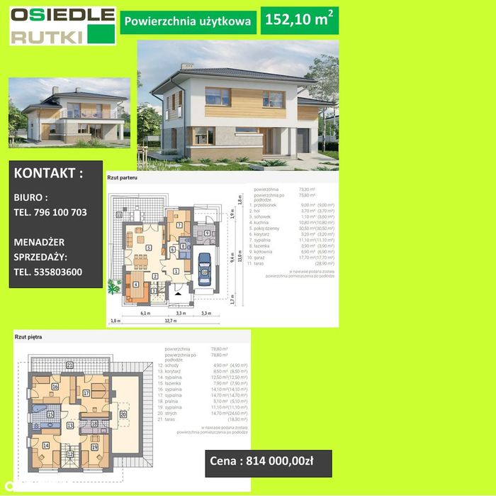 Domy - stan deweloperski | 52–152 m² |działki 500–700 m2|różne ceny