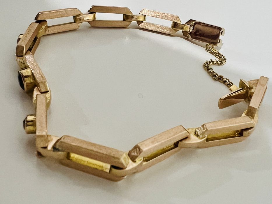 Pulseira ouro amarelo e rosa 14k diamantes safira