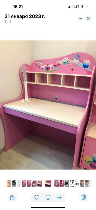 Стол с надстройкой розовый фирмы Cilek