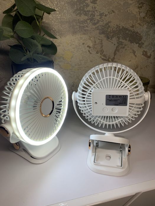 LED USB Вентилятор аккумуляторный настольный с лампой