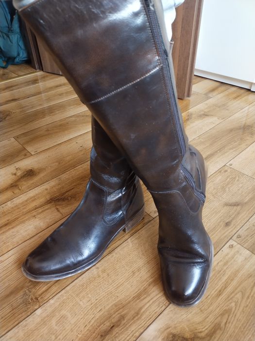 Buty skórzane kozaki