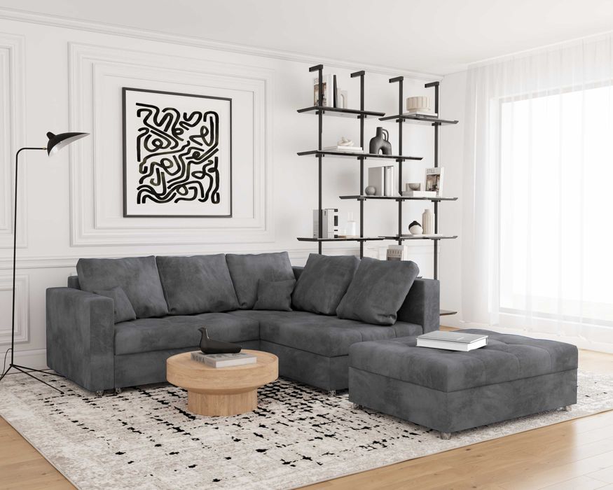 NAROŻNIK MINI PRINCE+duża pufa ,Rozkładany +pojemnik ,PRÓBNIKI GRATIS!