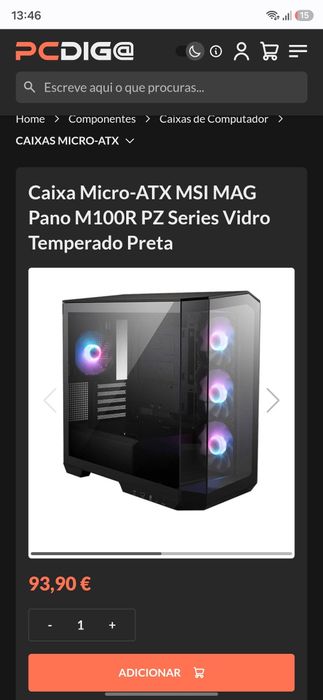 Caixa atx aquariorio MSI Mag pano selada M100R pz micro atx nova