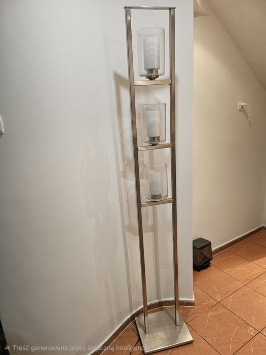 Lampa stojąca, metal, szkło