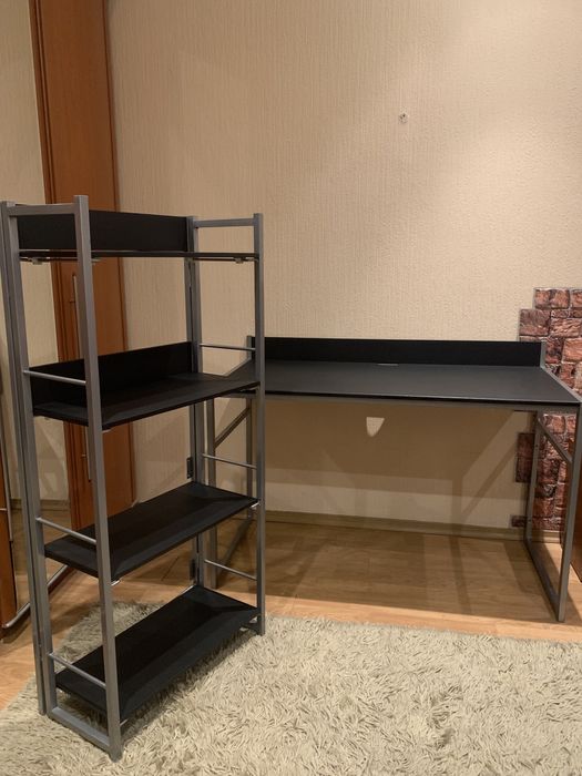 Стол компьютерный письменный полка Лофт черный