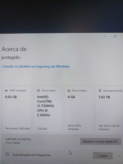 Computador Portátil Gamer - i5, GTX 1050, SSD + HDD