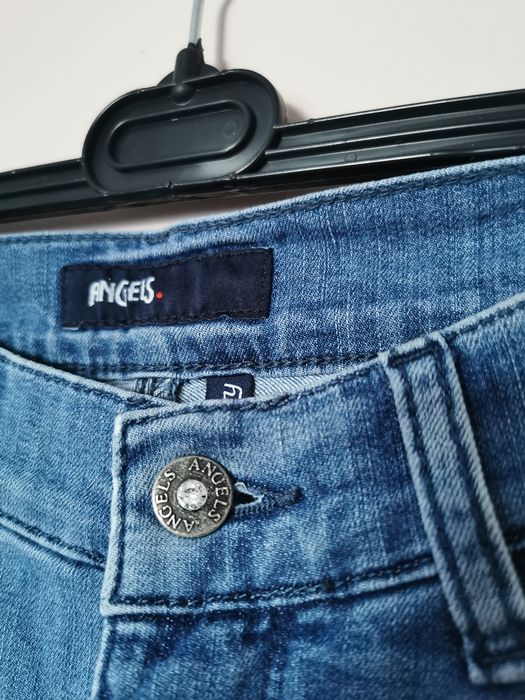 Jeansy dżinsy wysoki stan Angels kryształki skinny boho M L 38 40