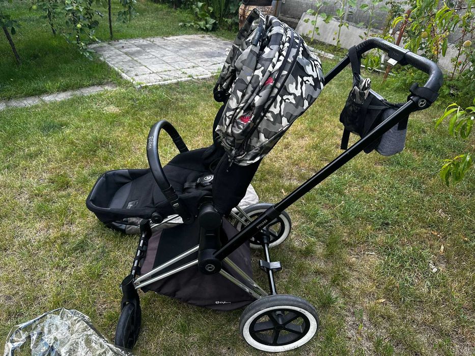 Коляска прогулянкова cybex priam  Platinum, дощовик, зимовий конверт