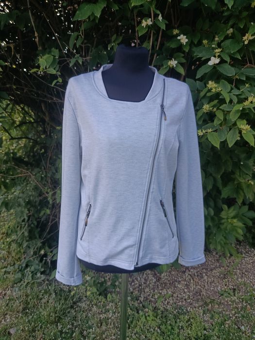 Elegancka • wyjściowa • szara • dresowa •zapinana • narzutka • bluza • 27% viskoza • Carry • R.L