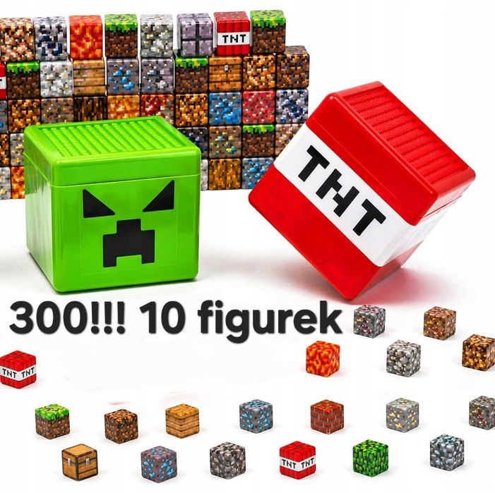 Klocki magnetyczne Minecraft 300 klocków  plus 10 figurek Minecraft Klocki na magnesy
