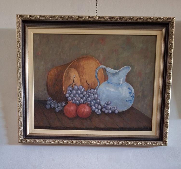 Quadro pintado a óleo e pincel