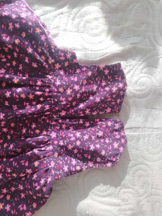 Wyprzedaż!Wiosenna Sukienka sztruks w kwiatki idealna na 1-3 miesiące