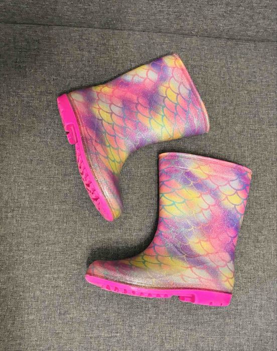 Дитячі гумові резинові чоботи, гумаки р.27, уст.17,5см., рожеві