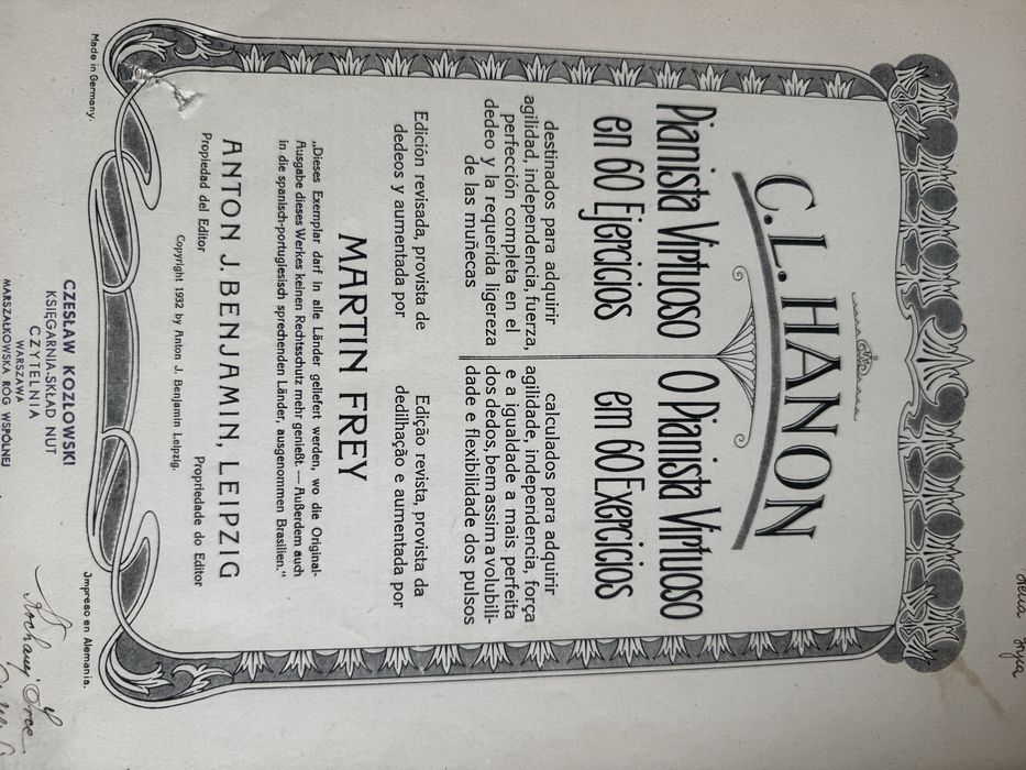 Nuty, swiczenia 1-60 dla pianistów C.L. Hanon r.1932