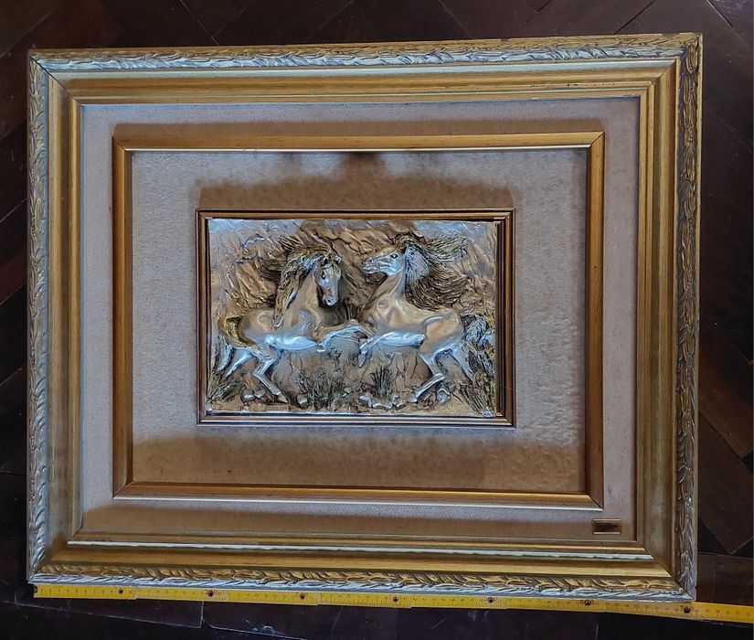 L’Auriol Designer Relief Painting – Horses, Made in Italy