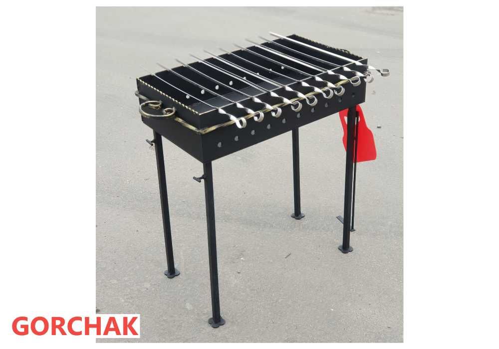 Мангал, сталь 2 мм, на ніжках в комплекті з шампурами 10 шт. у чохлі
