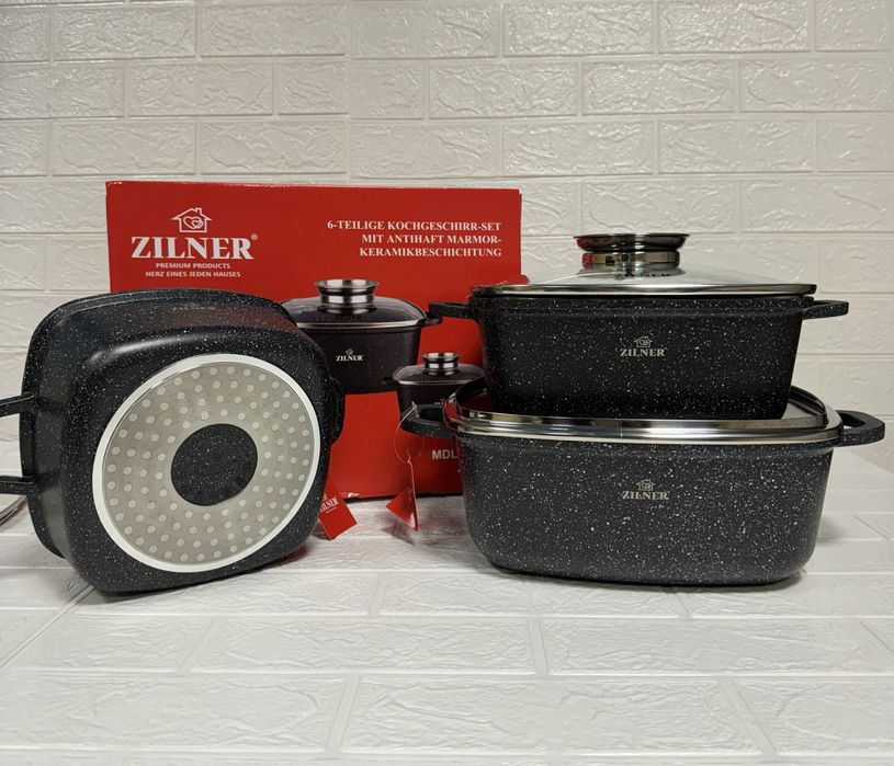 Zestaw garnków/ brytfanek Zilner.6el. nowy