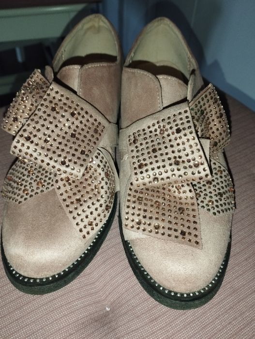 Botki półbuty damskie brudny róż 38 39